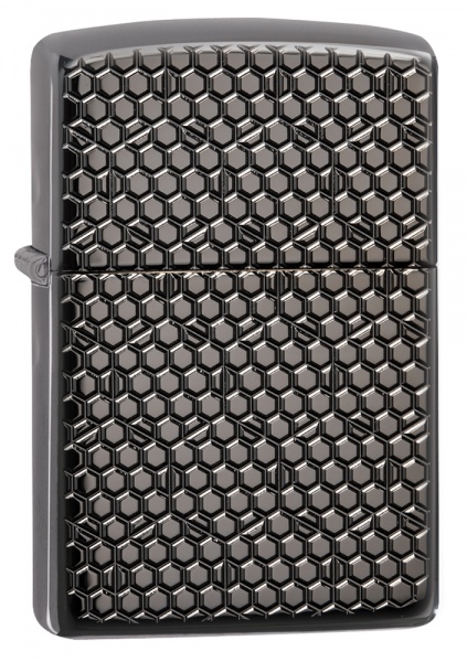 Зажигалка ZIPPO Armor™ с покрытием Black Ice®, латунь/сталь, чёрная, глянцевая, 36x12x56 мм