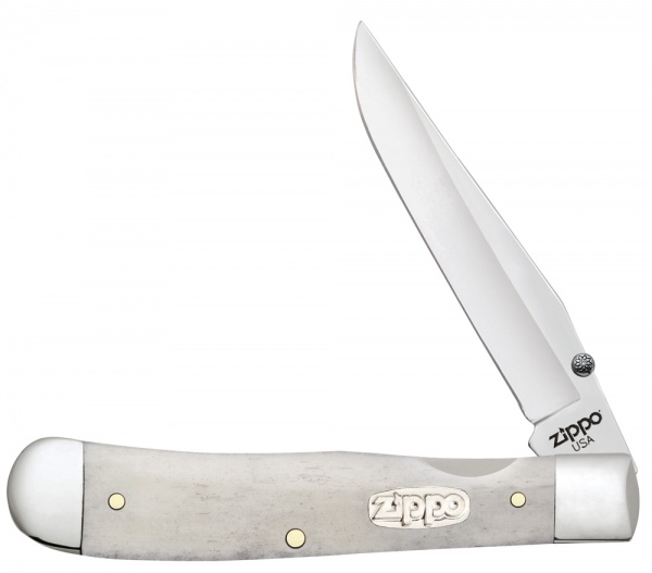 Нож перочинный ZIPPO Smooth Natural Bone Trapperlock, 105 мм, цвет слоновой кости + ЗАЖИГАЛКА 207