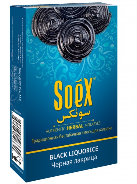 Смесь кальянная "Soex" Черная лакрица (Индия) 50г.