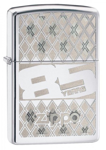 Зажигалка ZIPPO 85 с покрытием High Polish Chrome, латунь/сталь, серебристая, 36x12x56 мм