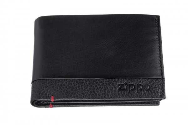 Портмоне ZIPPO с защитой от сканирования RFID, чёрное, натуральная кожа, 12×2×9 см